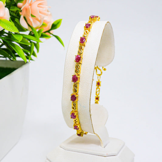 Thaigems สร้อยข้อมือเงินแท้ 925 ฝังพลอยทับทิมลองกิโด (Longido Ruby)