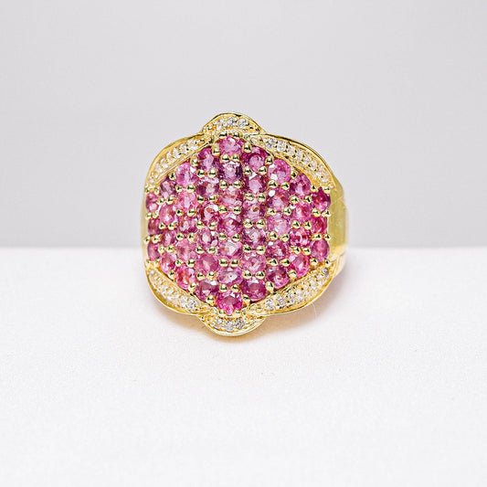 แหวนเงินแท้ 925 ฝังพลอย ทับทิมไทย (Ruby) + เซอร์คอน (Zircon)