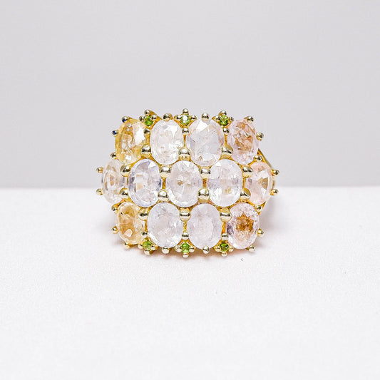 แหวนเงินแท้ 925 ฝังพลอย แซฟไฟร์ศรีลังกา (Ceylon Sapphire) + กรีนโครมไดออฟไซต์ (Green Chrome Diopside)